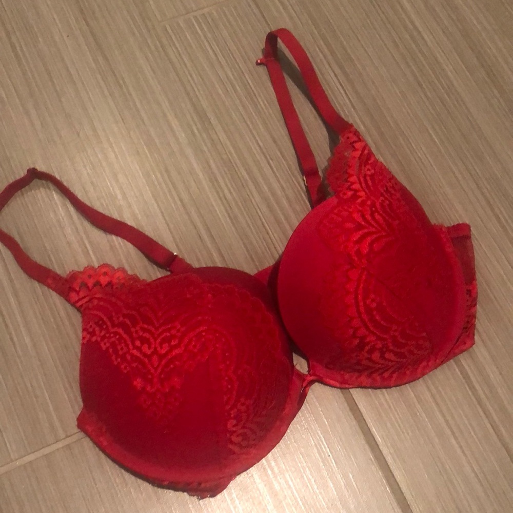 Lasenza Beyond Sexy Red Lace Bra 32DD, push-up